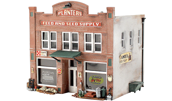 Woodland Scenics 5181 HO Scale Planters Feed and Seed Supply - Landmark Structures(R) -- Kit - 4-19/32 x 3-5/8" 11.6 x 9.2cm