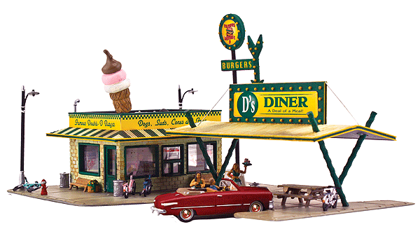 Woodland Scenics 5188 HO Scale D's Diner - Landmark Structures(R) -- Kit - 7-3/4 x 5-1/4" 19.6 x 13.3cm