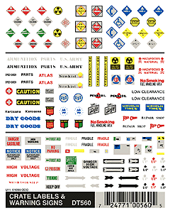 Woodland Scenics 560 HO Scale Dry Transfer Signs -- Crate, Labels & Warning Signs