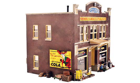 Woodland Scenics 5842 O Scale Harrison's Hardware - Built-&-Ready Landmark Structures(R) -- Assembled - 6-5/8 x 8-3/8 x 8-1/2" 16.8 x 21.2 x 21.5cm