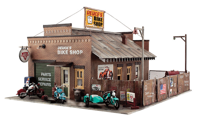 Woodland Scenics 5895 O Scale Deuce's Cycle Shop - Landmark Structures(R) -- Kit - 11-3/4 x 10" 29.8 x 25.4cm