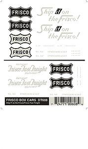 Woodland Scenics 608 HO Scale Dry Transfer Railroad Lettering Sets -- St. Louis-San Francisco Box Cars; "Ship It" & "Fast Freight" Slogans