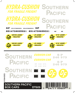 Woodland Scenics 609 HO Scale Dry Transfer Railroad Lettering Sets -- Southern Pacific Box Cars; Hydra-Cushion & Damage-Free Logos
