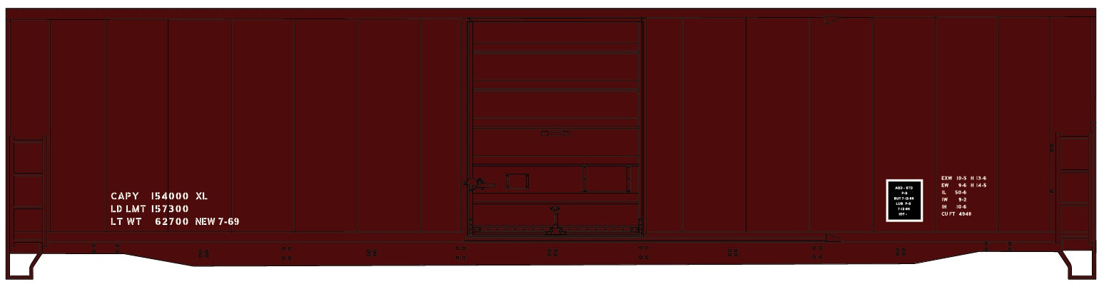 Accurail 5598 Ho 50'Steel Boxcar Dataonlyred