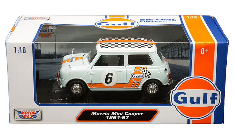 Motormax 79743 1/18 Scale Gulf - 1961-67 Morris Mini Cooper