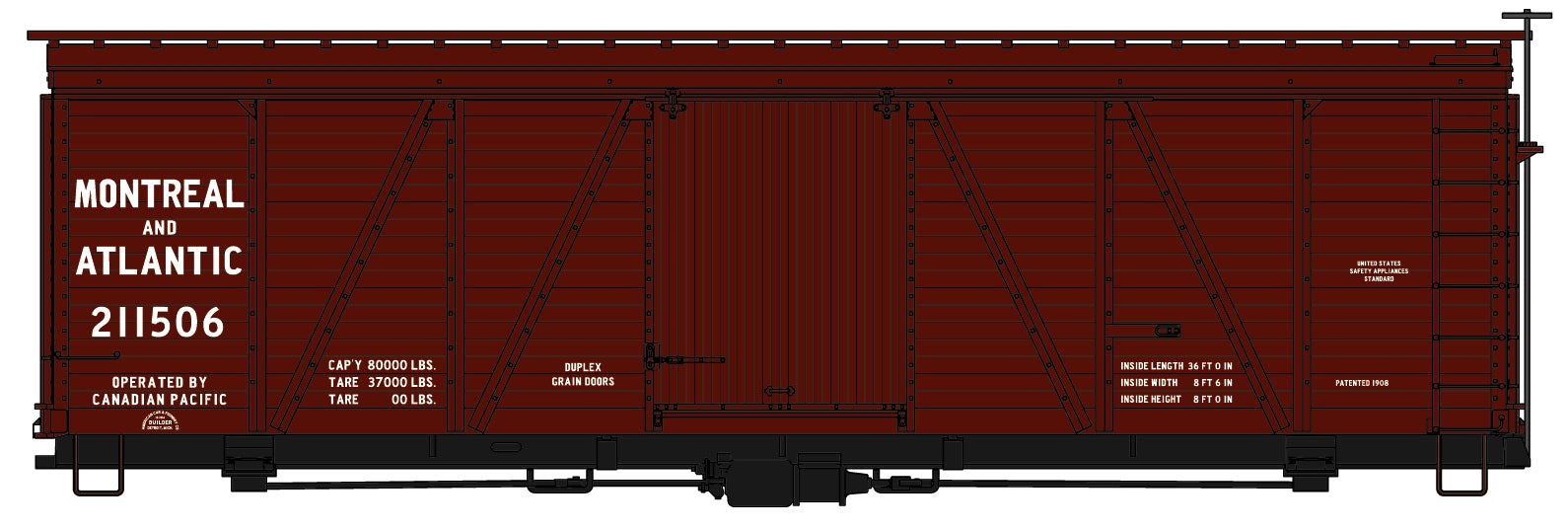 Accurail 1178 Ho 36'Fowler Wood Boxcar M&A Cp
