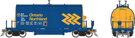 Rapido Trains 143009 HO Scale Short Barrel Ore Hopper 6-Pack - Ready to Run -- Ontario Northland Set 2 (blue, yellow, Chevron Logo)