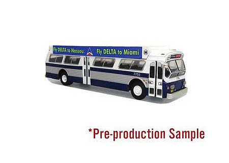 Iconic Replicas 870279 HO Scale 1980 GM 53102 (Fishbowl) Bus - Assembled -- New York City MTA (silver, white, blue, Bat Wing)