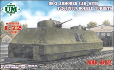 Unimodel 612 1/72 OB3 Armored Railway Car w/T26 Mod.1933 Dbl Turrets