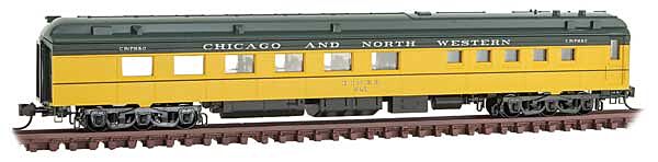 Micro Trains Line 14600430 N Scale 80' Heavyweight Diner - Ready to Run -- Chicago & North Western 543 (yellow, green)