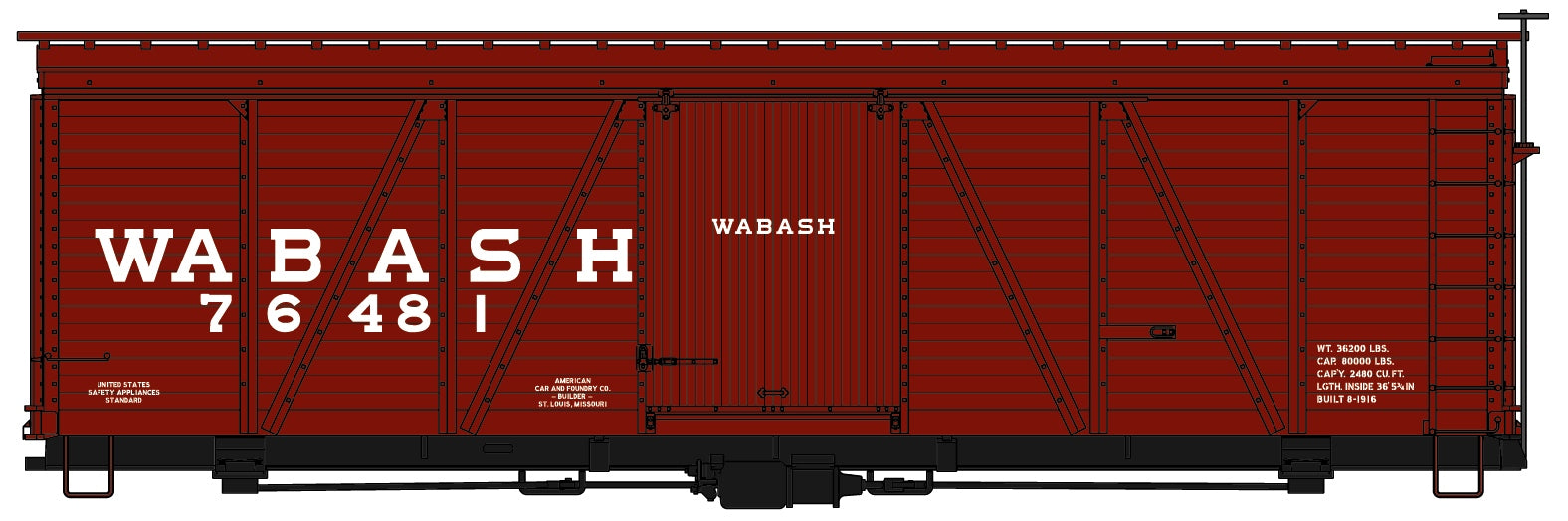 Accurail 1161 Ho 36'Fowler Wood Bxcar Wabash
