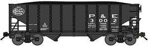 Bluford Shops 65284 N Scale 8-Panel 2-Bay Open Hopper with Load - Ready to Run -- Peoria & Eastern 3033 (black, NYC System Logo)
