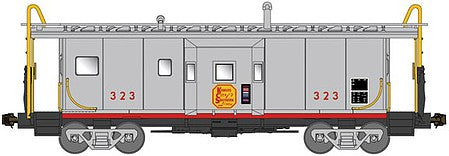 Bluford Shops 41110 N Scale International Car Bay Window Caboose Phase 1 - Ready to Run -- Kansas City Southern #323 (silver, red, yellow)