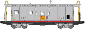 Bluford Shops 41110 N Scale International Car Bay Window Caboose Phase 1 - Ready to Run -- Kansas City Southern #323 (silver, red, yellow)