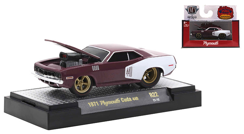 M2Machines 82161-22-D 1/64 Scale 1971 Plymouth Cuda 440