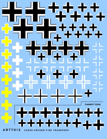 Archer Fine Transfers 77013 Waterslide Decal: 1/35 German WWII Balkencruz Insignia (Various Styles & Colors)