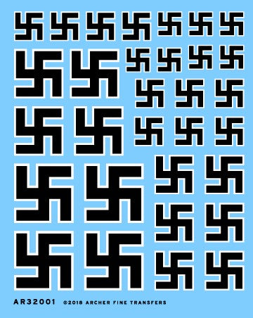 Archer Fine Transfers 32001 1/32 Generic Aircraft Swastikas (Black w/White Outline)