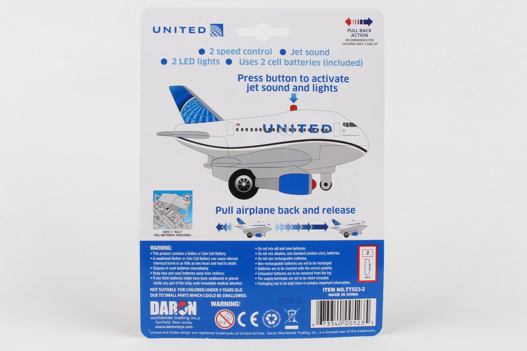 Daron Toytech TT523-2 United Pullback W/Light & Sound 2019 New Livery