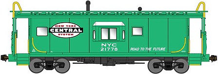 Bluford Shops 40120 N Scale International Car Half-Bay Window Caboose - Ready to Run -- New York Central #21778 (Jade Green, white, black, Road To The Future Sloga