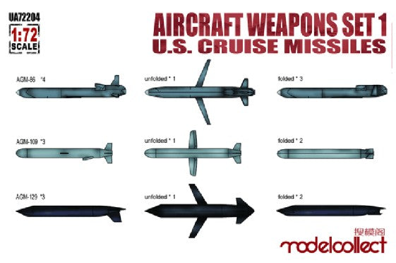 Modelcollect 72204 1/72 Aircraft Weapons Set 1: US Cruise Missiles (9 different, 20 total)