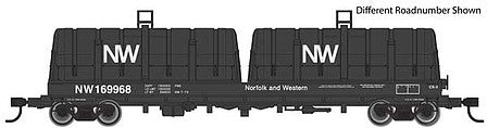 Walthers Proto 105252 HO Scale 50' Evans Cushion Coil Car - Ready to Run -- Norfolk & Western #169976 (Glass-Fiber Hoods, black, NW Logo)