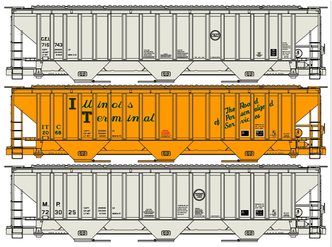 Accurail 8099 Ho Ps Cvd Hoppers 3#Set