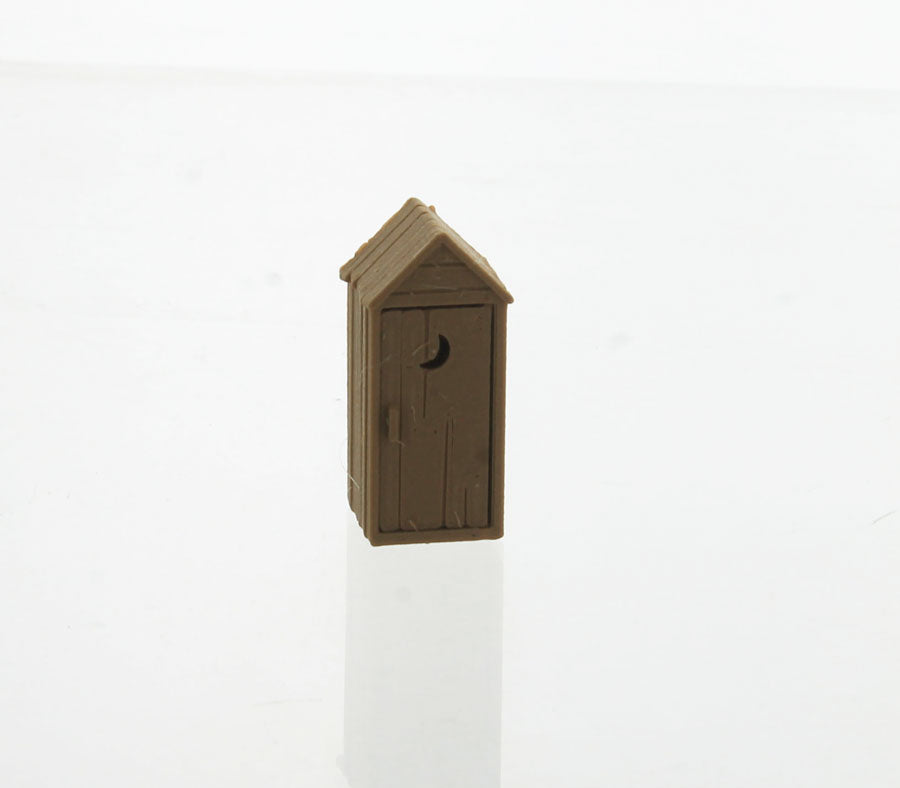 3D To Scale 87-142-WD 1/87 Scale Outhouse - Rustic wood tone