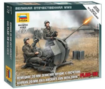 Zvezda 6117 1/72 WWII Flak 38 20mm Gun w/2 Crew (Snap)