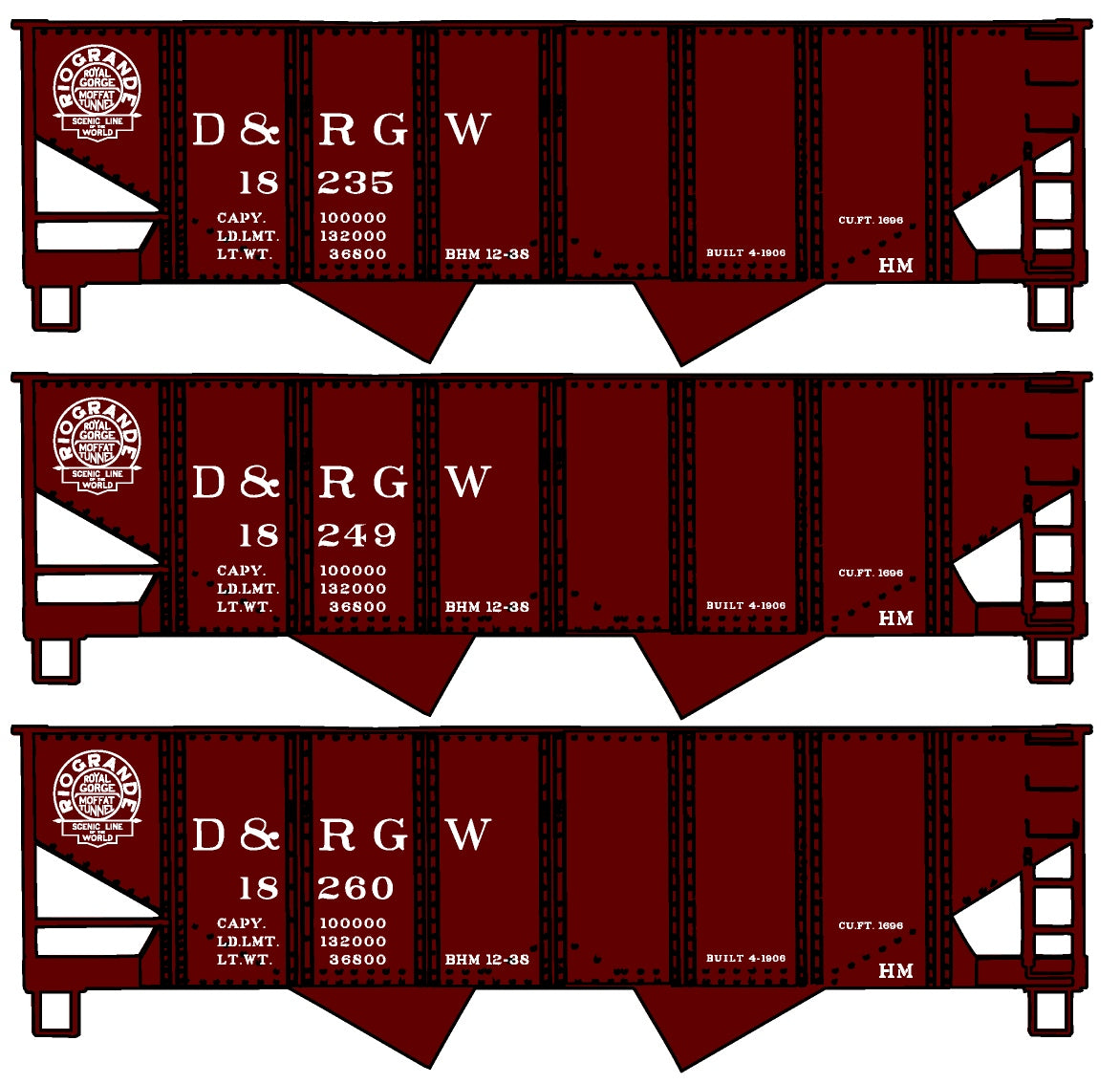 Accurail 25804 Ho Usra Hopper D&Rgw 3#Set