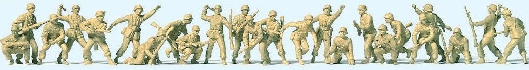 Preiser 16627 HO Unpainted German Africa Corps in Combat 1941-43 (24) Kit)