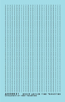 Archer Fine Transfers 88031 Surface Details: HO Offset Dbl Row Rivets for Tank Cars