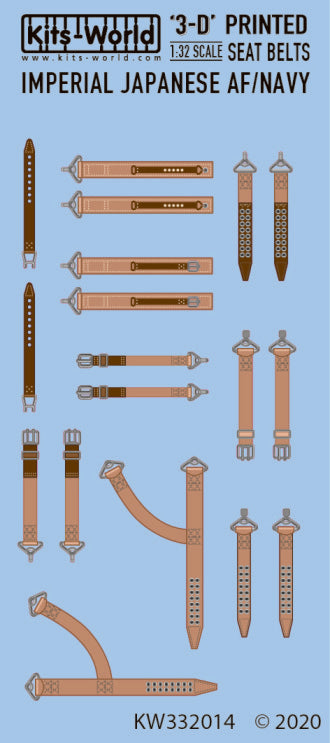 Warbird Decals (Kits World) 332014 1/32 3D Color Seatbelts WWII IJA/IJN Mitsubushi, Nakajima & Kawanishi Aircraft