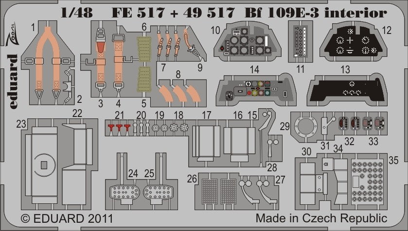 Eduard 49517 1/48 Aircraft- Bf109E3 for ARX (Painted Self Adhesive) (D)