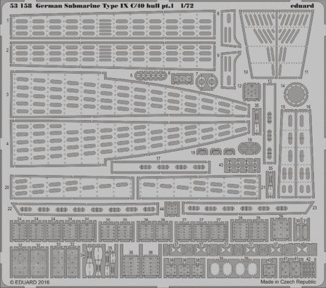 Eduard 53158 1/72 Ship- German Submarine Type IX C/40 Hull Pt.1 for RVL (D)