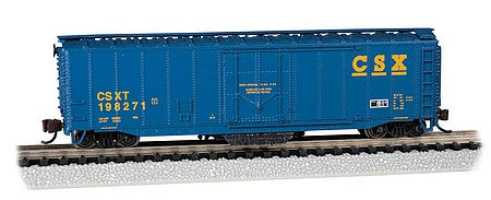 Bachmann 16370 N Scale Track Cleaning 50' Plug-Door Boxcar - Ready to Run -- CSX Transportation #198721 (blue, yellow)