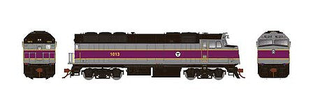 Rapido Trains 83123 HO Scale EMD F40PH Phase 3, No Dynamic Brakes - Standard DC -- MBTA Boston 1013 (silver, purple, black)