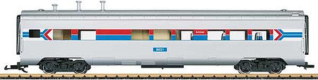 LGB 36603 G Scale Smooth-Side Dome - Ready to Run -- Amtrak 9458 (Phase I, silver, red, blue, white, Arrow Logo)