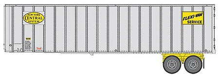 Walthers Scenemaster 2606 HO Scale Flexi-Van 40' Trailer 2-Pack - Assembled -- New York Central #1 (yellow logo and Flexi-Van placards; end doors)