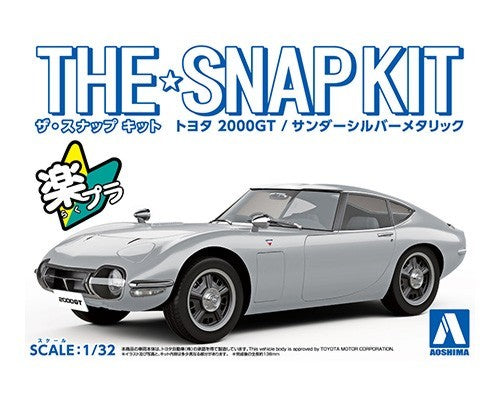 Aoshima 56295 1/32 Toyota 2000GT Car (Snap Molded in Silver Metallic)