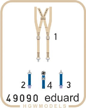 Eduard 49090 1/48 Aircraft- Seatbelts Super Fabric-Type Mirage III C for EDU (Painted)