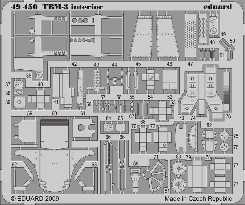 Eduard 49450 1/48 Aircraft- TBM3 Interior for HBO (Painted Self Adhesive) (D)