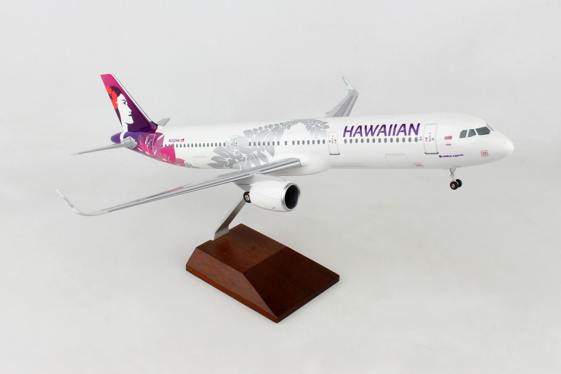 Skymarks Supreme SKR8414 Skymarks Hawaiian A321Neo 1/100 W/Wood Stand & Gear
