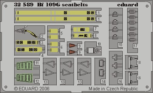 Eduard 32589 1/32 Aircraft- Seatbelts Bf109G for HSG (Painted) (D)