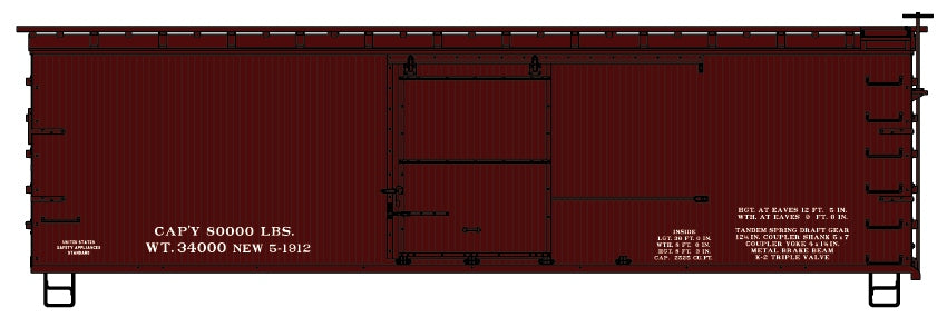 Accurail 1898 Ho 36'Dblsht Bxcar Wd End Data