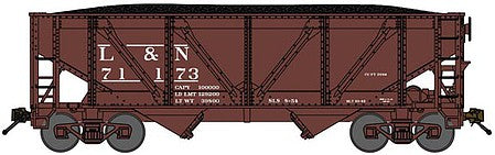 Bluford Shops 64108 N Scale 2-Bay Rebuilt War-Emergency Hopper with Load - Ready to Run -- Louisville & Nashville 71196 (1954 Boxcar Red)