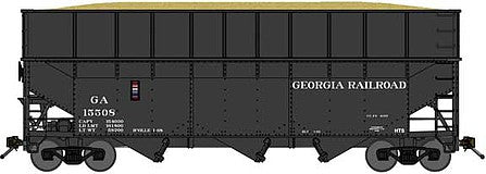 Bluford Shops 17092 N Scale Offset-Side 3-Bay Wood Chip Hopper, Ribbed-Side Extensions 2-Pack - Ready t -- Georgia Railroad (black)