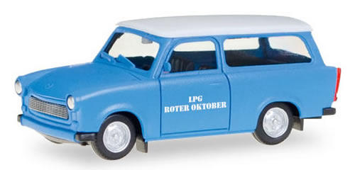 Herpa 93040 HO Scale Trabant 601 Station Wagon - Assembled -- LPG Rotor (blue, red, gray, German Lettering)