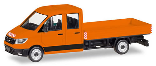 Herpa 93453 HO Scale MAN TGE Crew-Cab Pickup - Assembled -- Orange