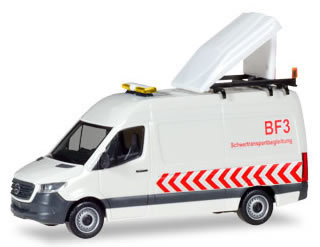 Herpa 93880 HO Scale Mercedes-Benz Sprinter Cargo Van - Assembled -- BF-3 Pilot Vehicle (white, red, German Lettering)