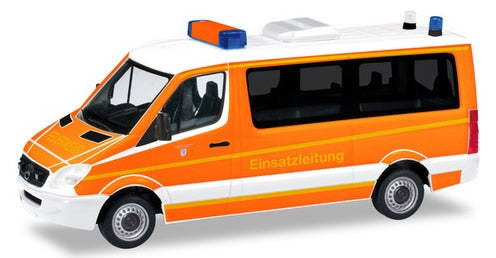 Herpa 93898 HO Scale Mercedes-Benz Sprinter Passenger Van - Assembled -- Fire Department (orange, white, German Lettering)